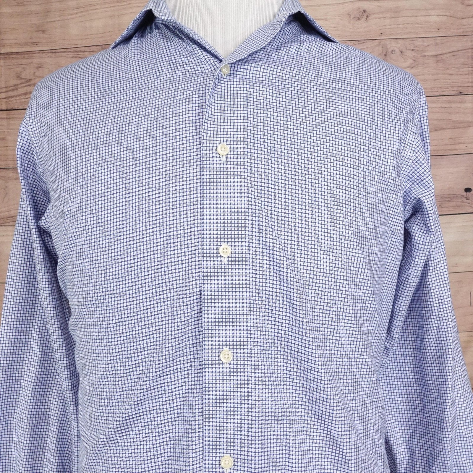Brooks Brothers Dress Shirt Mens 15.5 2/3 Regent Fit Blue Check Non-Iron